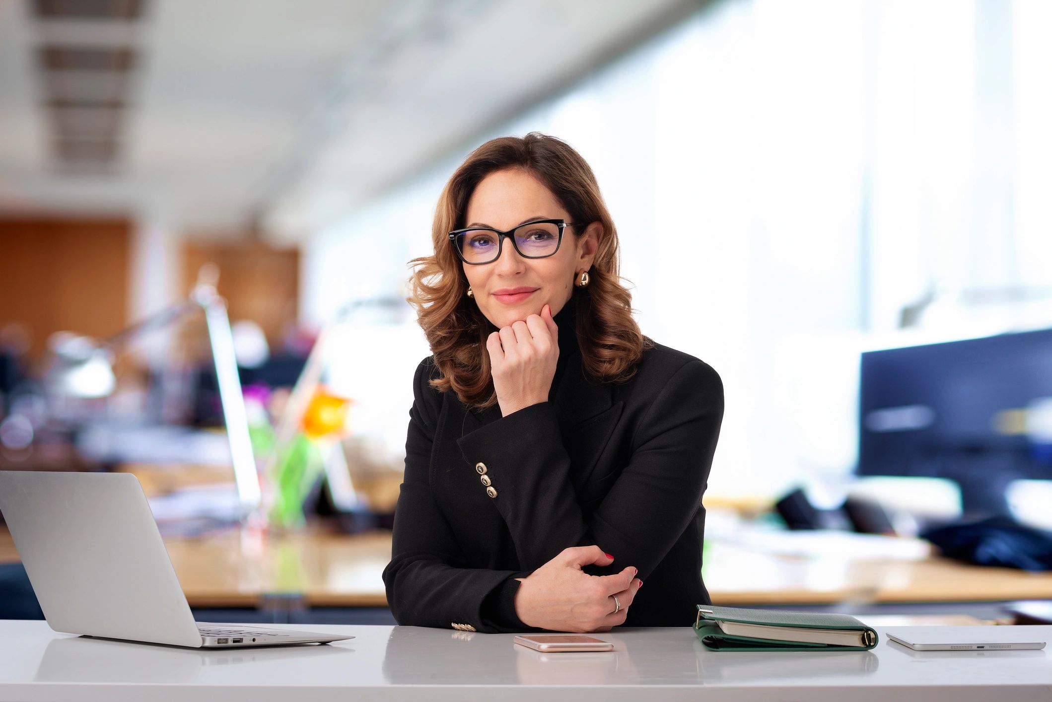 Professional client portrait in an office setting